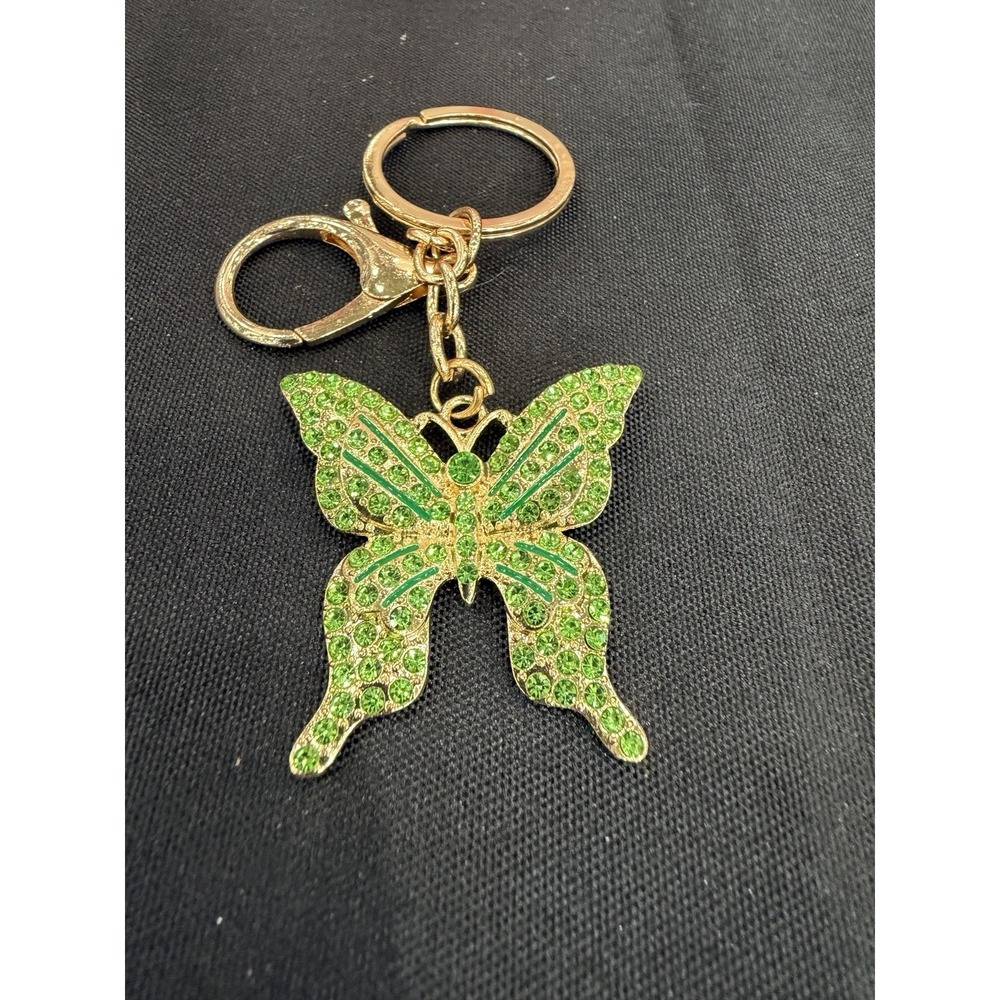 Butterfly Bows Rhinestone Key Chain Ring Charms Bling Silver Gold Butterflies